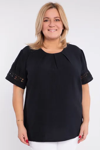 Juoda šifoninė palaidinė su papuošimais