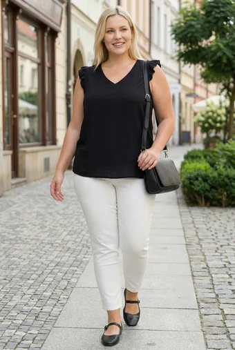 Juoda palaidinė su raukiniais rankovėmis
