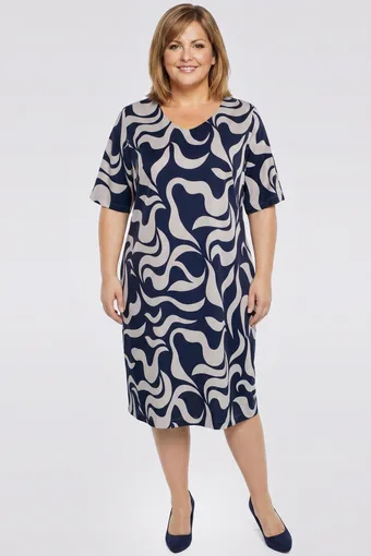 kopija iš kopija iš Smėlio spalvos suknelė su juodu ir žaliu raštu